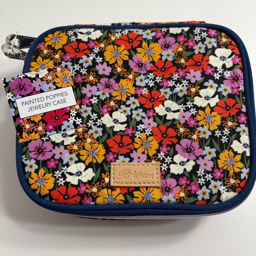 Brighton Painted Poppies Portable Jewelry Case Red, Yellow, and Purple
